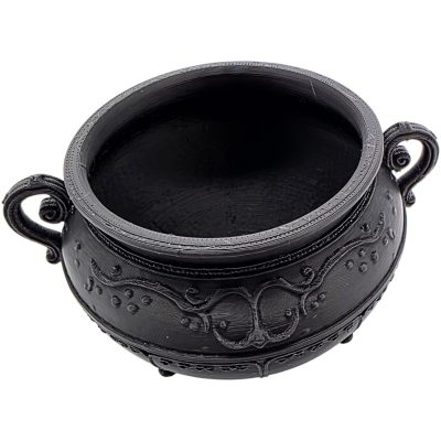 Ornate Cauldron – Decorative Gothic Cauldron with Intricate Detailing and Curled Handles – Halloween Prop, Fantasy Display or Altar Bowl – 3D Printed in Canada — 3D Printed Collectible by 3DCentral