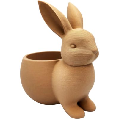 Bunny Succulent Planter – Wood-Style 3D Printed Rabbit-Shaped Mini Pot for Indoor Plants, Herbs, or Desk Décor – 3D Printed in Canada — 3D Printed Collectible by 3DCentral