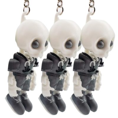 3-Pack Articulated Skeleton Nurse Keychains – Poseable Medical Fidget Gift for Teens & Adults, Mini Skeleton in Scrubs with Keyring & Clip – 3D Printed in Canada (Gray) — 3D Printed Collectible by 3DCentral