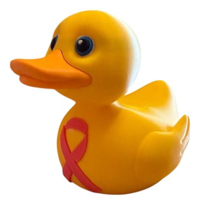 Cancer Awareness Duck Figurine – Bold Pink Ribbon Display Duck for Desk, Shelf or Gifts – Collectible Yellow Duck Decor for Support & Hope – 3D Printed in Canada — 3D Printed Collectible by 3DCentral