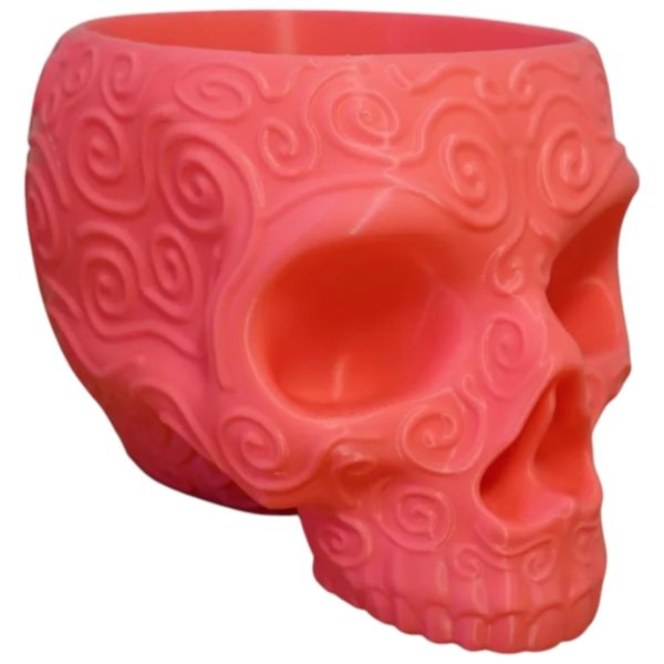 Sugar Skull Bowl with Embossed Swirl Design