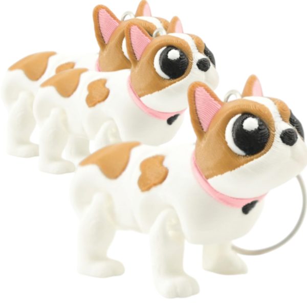 Porte-clés bouledogue français articulé (paquet de 3)