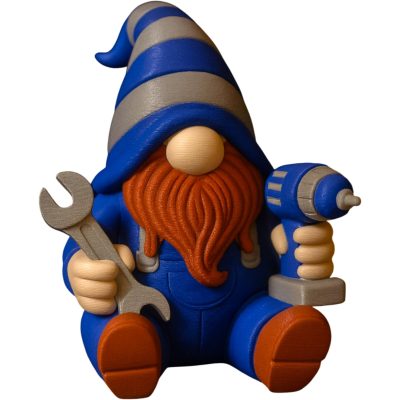 Mechanic Gnome Figurine with Wrench & Drill – Red-Bearded Gnome Decor for Garage, Workshop, or Mancave – Fun Gift for DIYers & Car Guys – 3D Printed in Canada — 3D Printed Collectible by 3DCentral