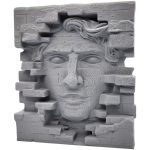 Face in the Brick Wall Sculpture – Surreal Illusion Art