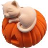 Kitten Sleeping on Jack-o-Lantern Figurine – Cute Cat on Pumpkin Halloween Decoration, Fall Shelf Ornament – 3D Printed in Canada — 3D Printed Collectible by 3DCentral