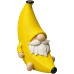 Banana Gnome Figurine – Funny Scandinavian Garden Gnome Statue for Shelf, Desk or Plant Décor – Whimsical Nordic Shelf Sitter Gift