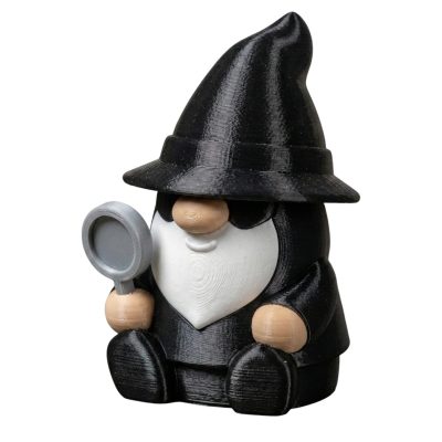 Shadow Detective Gnome Figurine – Gnome Sculpture with Magnifying Glass for Desk, Shelf or Collectors – 3D Printed in Canada — 3D Printed Collectible by 3DCentral