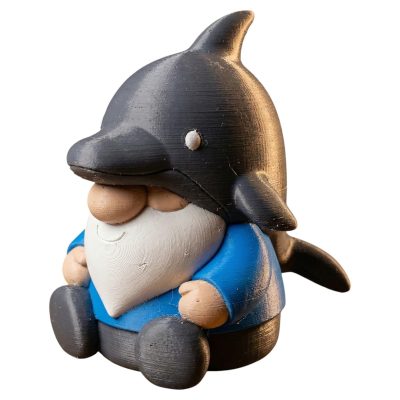 Dolphin Gnome Figurine – Cute Ocean Gnome with Dolphin Hat for Desk, Shelf, or Garden Decor – Unique Coastal Collectible for Adults and Teens – 3D Printed in Canada — 3D Printed Collectible by 3DCentral