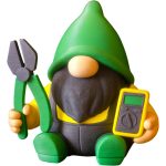Electrician Gnome Figurine with Pliers & Multimeter – Funny Nerd Decor for Engineers, Electricians, Tech Enthusiasts – Collectible Gnome Gift