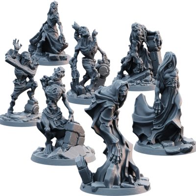 Horde of Zombies & Ghosts – Set of 7 Undead Miniatures for Fantasy Tabletop Battles, RPG Campaigns & Painting – 3D Printed in Canada — 3D Printed Collectible by 3DCentral