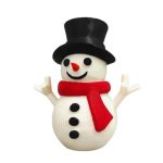 Adorable Smiling Snowman Figurine with Red Scarf