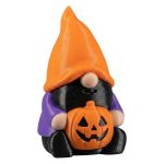 Jack O' Lantern Gnome Figurine – Festive Pumpkin Gnome Decoration for Shelf, Desk, or Tiered Tray