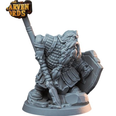 Dwarven Guard with Polearm and Shield Miniature for Fantasy Tabletop RPG, Wargames & Display – 3D Printed in Canada — 3D Printed Collectible by 3DCentral
