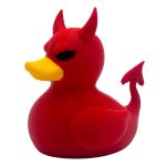 Spooky Devil Duck Figurine – Red Horned Collectible Duck for Halloween Decor, Gag Gifts & Gothic Shelf Displays