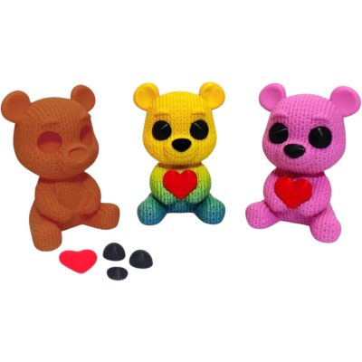 Knitted Love Bear Figurine – Cute Valentine’s Day Heart Bear with Snap-in Eyes & Cozy Texture – 3D Printed in Canada — 3D Printed Collectible by 3DCentral