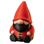 Traditional Chinese Outfit Gnome Figurine – Red & Black Sitting Garden Gnome with Beard – Lucky Oriental Style Gnome Decor for Desk, Shelf or Fairy Garden