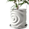 White Planter Pot with Ripple Texture Inspired by Water Drops – Modern Indoor Container for Succulents & Houseplants – 3D Printed in Canada — 3D Printed Collectible by 3DCentral