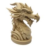 Wood Style Dragon Bust Figurine
