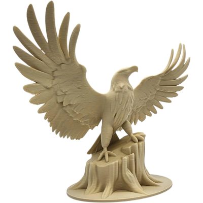 Majestic Eagle on Tree Stump Statue – Bald Eagle Figurine with Wings Spread Wide – 3D Printed in Canada — 3D Printed Collectible by 3DCentral