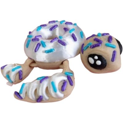 Donurtle Articulated Donut Turtle Figurine – Cute Dessert-Inspired Turtle with Sprinkles and Movable Limbs – Fun Shelf Decor or Collectible Gift – 3D Printed in Canada — 3D Printed Collectible by 3DCentral