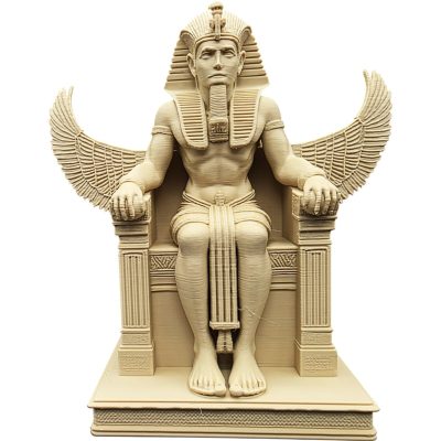 Seated Egyptian Pharaoh Statue – Ancient Ruler on Throne with Winged Backrest – Egyptian Decor for Desk, Altar, or Bookshelf – 3D Printed in Canada — 3D Printed Collectible by 3DCentral