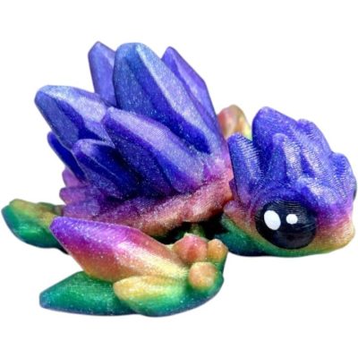 Crystal Gemstone Turtle Figurine – Articulated Fantasy Dragon Turtle with Color-Changing Finish – Crystal Core Fidget Sculpture for Desk or Shelf Display – 3D Printed in Canada — 3D Printed Collectible by 3DCentral