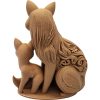 Wood-Carved Fox & Cub Figurine – Decorative Forest Animal Sculpture with Floral Detail for Shelf, Desk or Mantel – 3D Printed in Canada — 3D Printed Collectible by 3DCentral