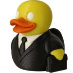 Business Duck Figurine in Suit with Briefcase – Funny Office Desk Decor Gift for Coworkers & Collectors – Quirky Yellow Rubber Duck Look