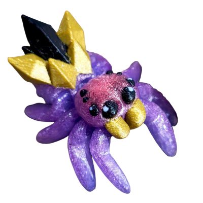 Crystal Spider Figurine 5-Pack – Articulated Purple & Pink Spider Fidgets with Gemstone-Inspired Back – Creepy Cute Fantasy Collectibles for Teens & Adults – 3D Printed in Canada — 3D Printed Collectible by 3DCentral
