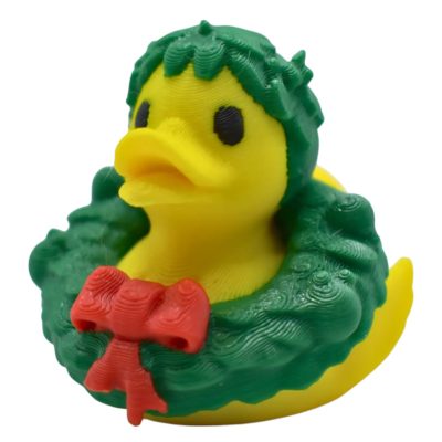 Christmas Wreath Duck Figurine – Holiday Rubber Ducky-Inspired Collectible Décor for Desk, Shelf, or Gift – 3D Printed in Canada — 3D Printed Collectible by 3DCentral