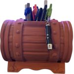 Rustic Barrel Pen Holder for Desk – Vintage Barrel-Style Organizer for Pens, Brushes, and Office Supplies – 3D Printed in Canada — 3D Printed Collectible by 3DCentral