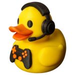 Gamer Duck Figurine with Headset and Controller – Funny Geek Desk Decor for Gamers and Streamers – Unique Gaming Gift for Teens and Adults