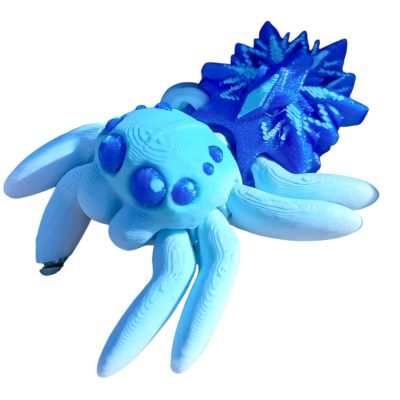Snowflake Spider Figurine 5-Pack – Articulated Blue Spider Fidgets with Winter Crystal Back – Creepy Cute Holiday Decor for Teens & Adults – 3D Printed in Canada — 3D Printed Collectible by 3DCentral