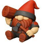 Lumberjack Gnome Figurine with Axe and Log – Rustic Nordic-Style Sitting Gnome for Shelf, Desk or Cabin Decor