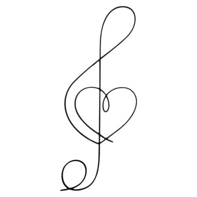 Musical Note Heart Wall Art – Treble Clef Line Art Décor for Music Lovers, Studios & Bedrooms – Romantic Music Symbol Wall Accent – 3D Printed in Canada — 3D Printed Collectible by 3DCentral