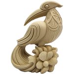 Carved Oozlum Bird Statue with Plumeria Base