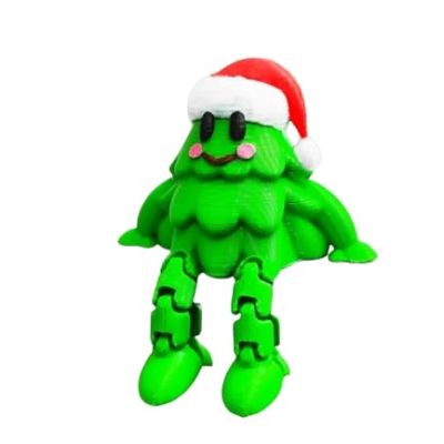 Articulated Christmas Tree Shelf Sitter – Festive Holiday Decoration with Santa Hat & Dangling Legs – 3D Printed in Canada — 3D Printed Collectible by 3DCentral