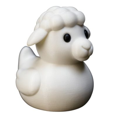 Sheep Duck Figurine – Cute White Duck-Lamb Hybrid with Curly Wool Details & Floppy Ears – Funny Farm Animal Collectible for Shelf or Desk – 3D Printed in Canada — 3D Printed Collectible by 3DCentral