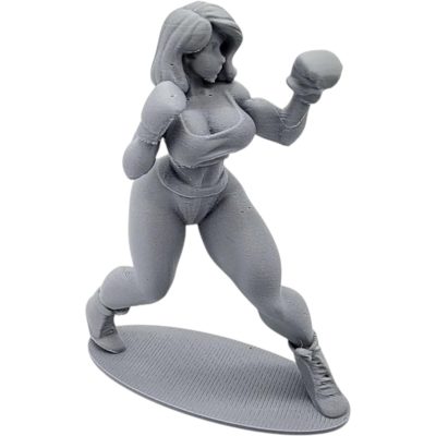 Female Boxer Figurine – Strong Woman Boxing Pose Statue for Display or Painting – 3D Printed in Canada — 3D Printed Collectible by 3DCentral