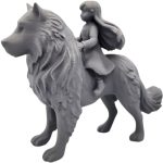 Girl Riding Dog Miniature – Fantasy Animal Rider Figurine