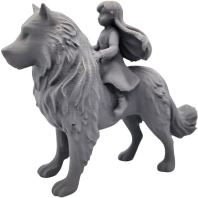 Girl Riding Dog Miniature – Fantasy Animal Rider Figurine, Whimsical Shelf Decor or Tabletop Display Piece – 3D Printed in Canada — 3D Printed Collectible by 3DCentral