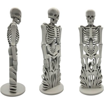 Gothic Skeleton Statue with Ornate Base – Decorative Human Skeleton Figurine for Collectors & Halloween Decor – DIY Paintable Sculpture – 3D Printed in Canada — 3D Printed Collectible by 3DCentral