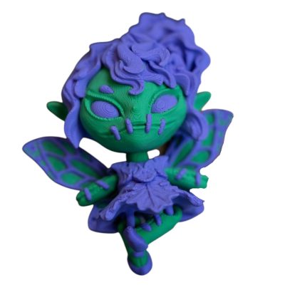Dustella Twisty Fairy Figurine – Articulated Creepy Cute Fantasy Creature for Display or Fidgeting – Purple and Green Pastel Goth Aesthetic – 3D Printed in Canada — 3D Printed Collectible by 3DCentral
