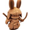 Bunny Samurai Figurine with Katana – Wood-Style 3D Printed Cute Warrior Rabbit Miniature for Fantasy Décor or TTRPG Display – 3D Printed in Canada — 3D Printed Collectible by 3DCentral