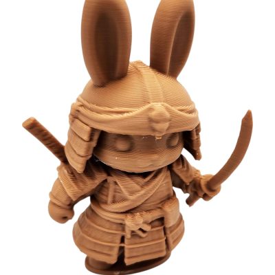 Bunny Samurai Figurine with Katana – Wood-Style 3D Printed Cute Warrior Rabbit Miniature for Fantasy Décor or TTRPG Display – 3D Printed in Canada — 3D Printed Collectible by 3DCentral