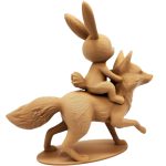 Bunny Riding Fox Figurine – Wood-Style 3D Printed Fantasy Animal Duo Sculpture for Desk, Shelf, or TTRPG Display