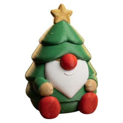 Christmas Tree Gnome Figurine – Festive Holiday Shelf Decor, Cute Scandinavian Style Gnome Ornament, Funny Christmas Decoration for Home or Office – 3D Printed in Canada — 3D Printed Collectible by 3DCentral