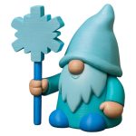 Frost Wizard Gnome Figurine – Winter Decor Gnome with Snowflake Staff for Shelf, Desk, or Gift Display