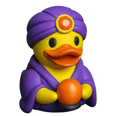 Fortune Teller Duck Figurine in Purple Robes with Crystal Ball – Quirky Desktop Décor & Collector’s Display Piece – 3D Printed in Canada — 3D Printed Collectible by 3DCentral