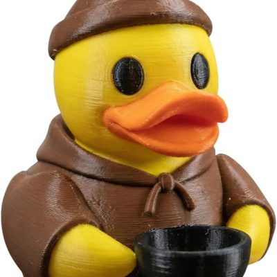 Almoner Duck Figurine – Adorable Collectible Duck in Cloak Holding Cup – Funny Shelf Decor for Office, Desk or Gifting – Fidget-Friendly and Display-Ready — 3D Printed Collectible by 3DCentral
